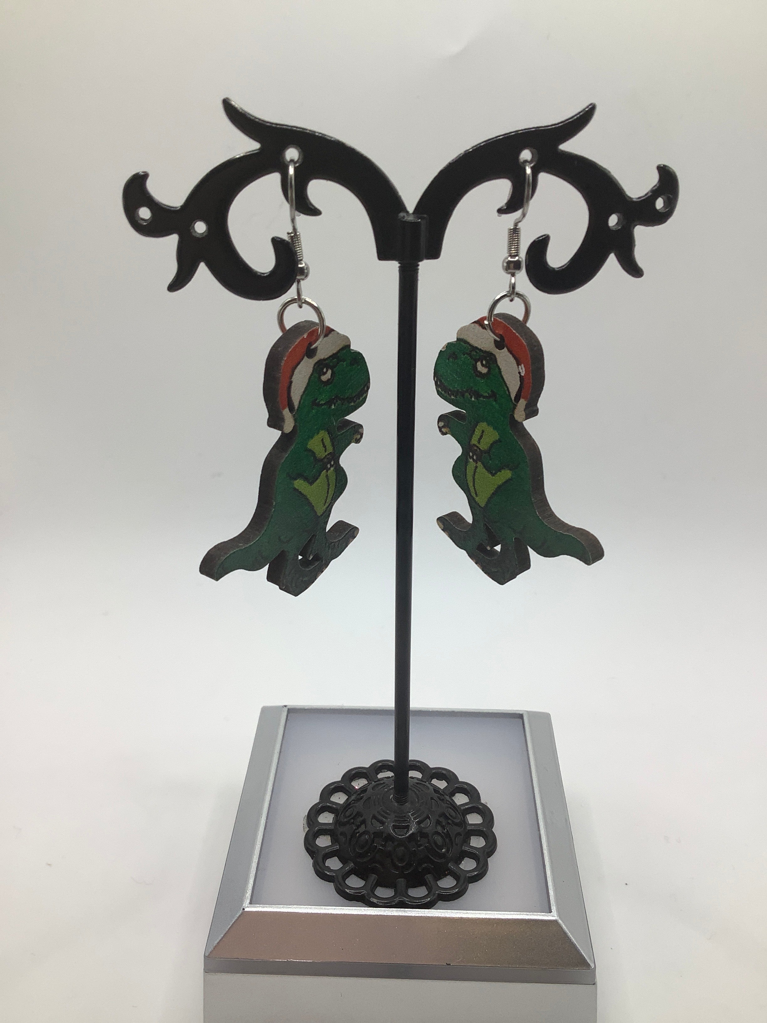 Christmas Dino earrings