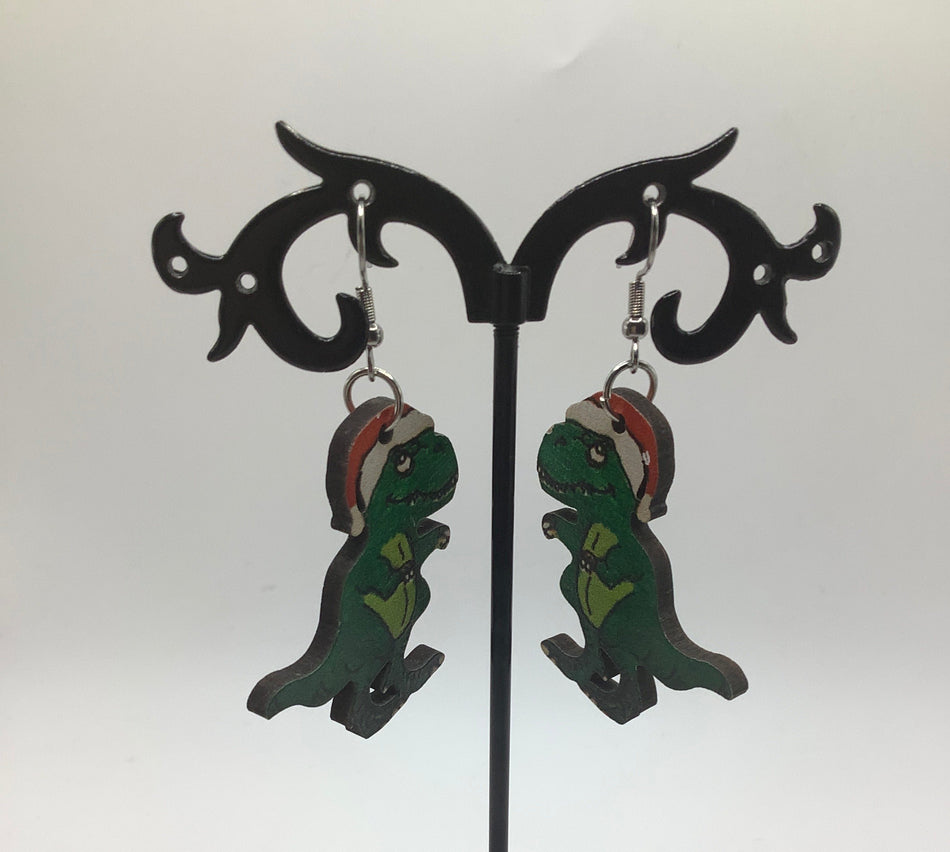 Christmas Dino earrings