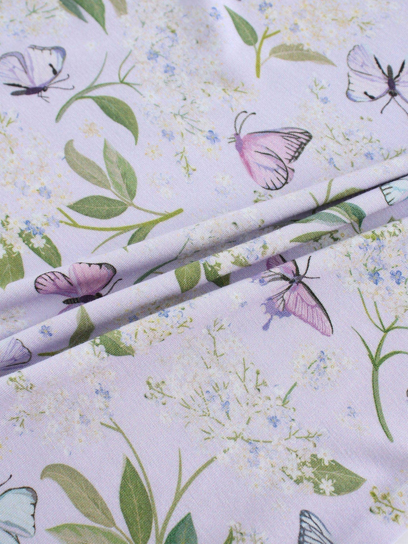 PoshTOT Purple Butterfly Print 2 Piece Short Sleeves PJ Set