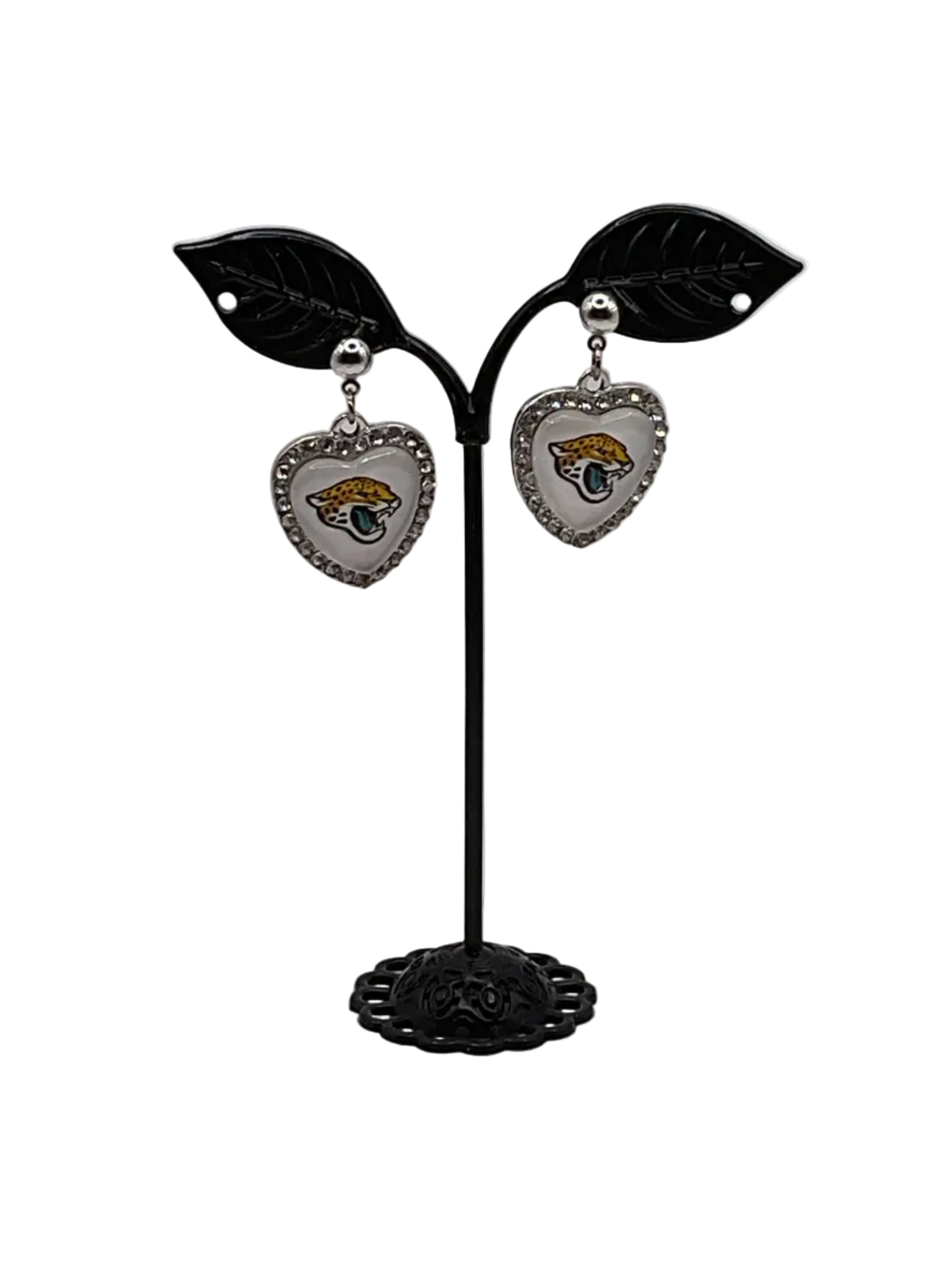 Football Heart And Crystal Earrings