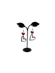 red and black heart earrings