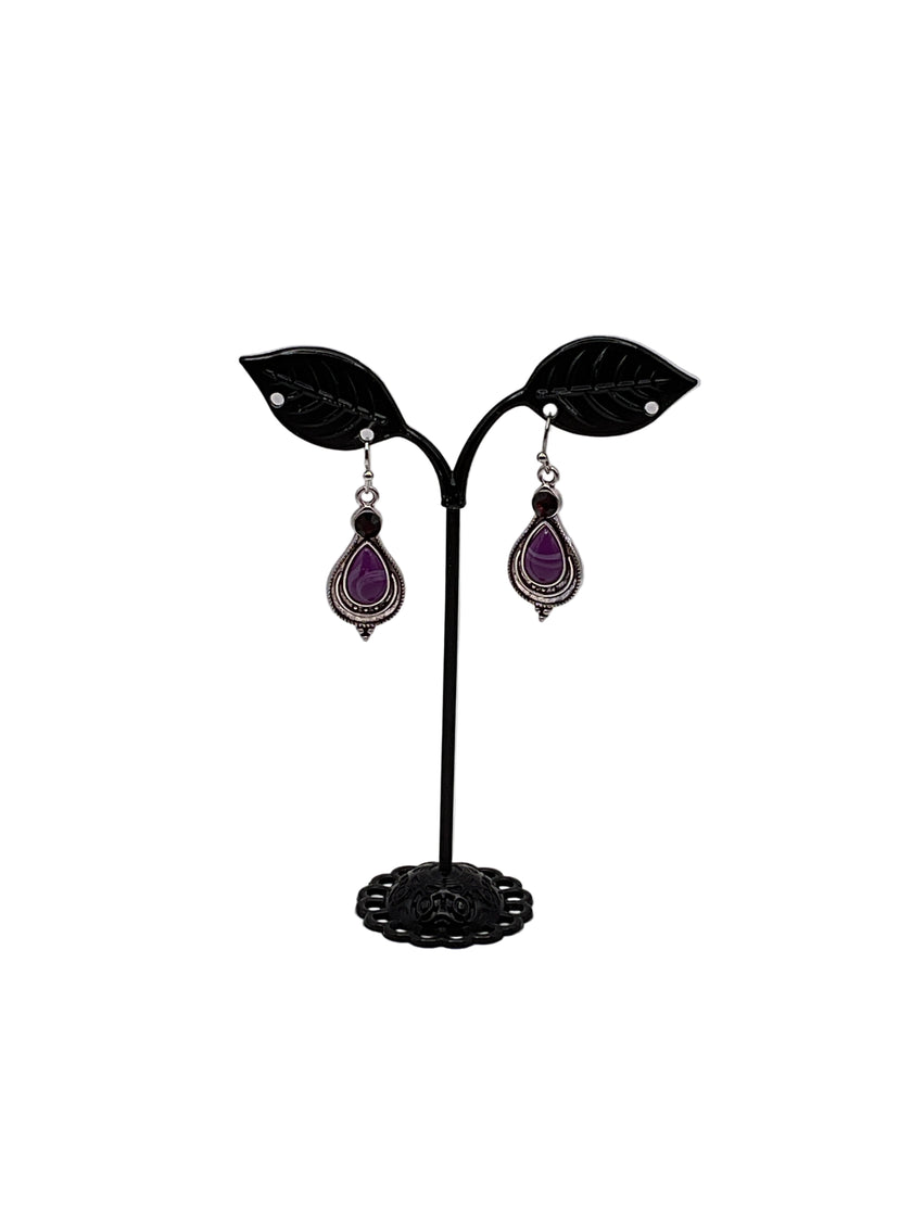 Purple Tear Drop Earrings