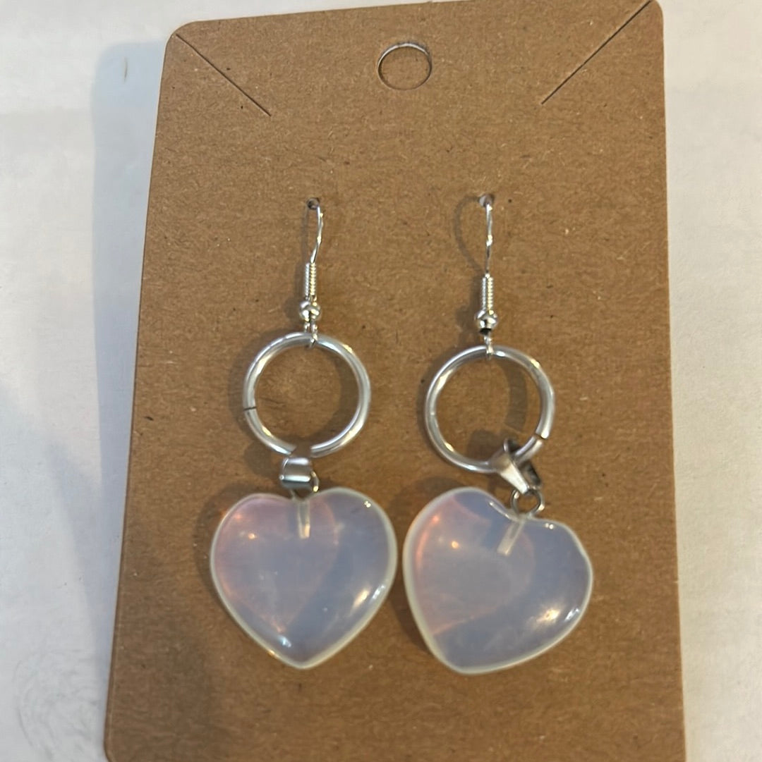 Clear heart earrings