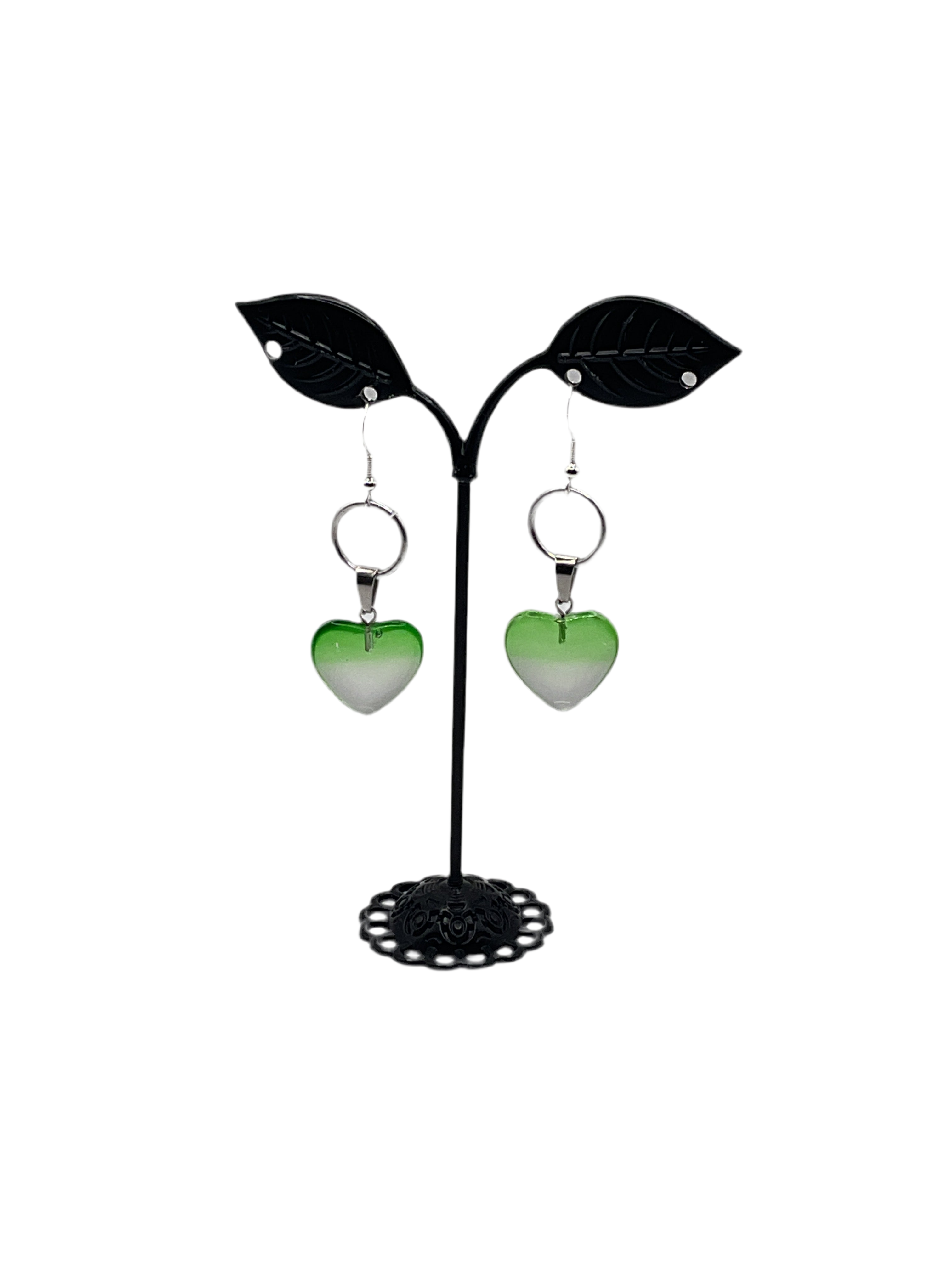 Green Heart Earrings