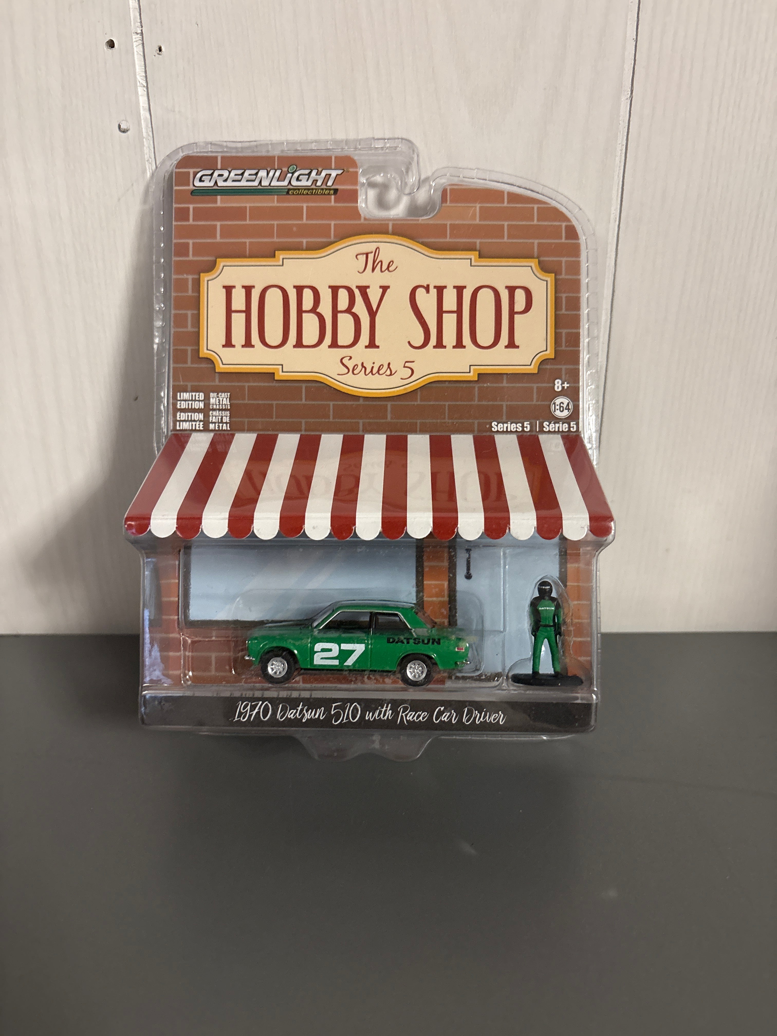 Greenlight 1970 Datsun 510 With Race Car Driver Diecast green
