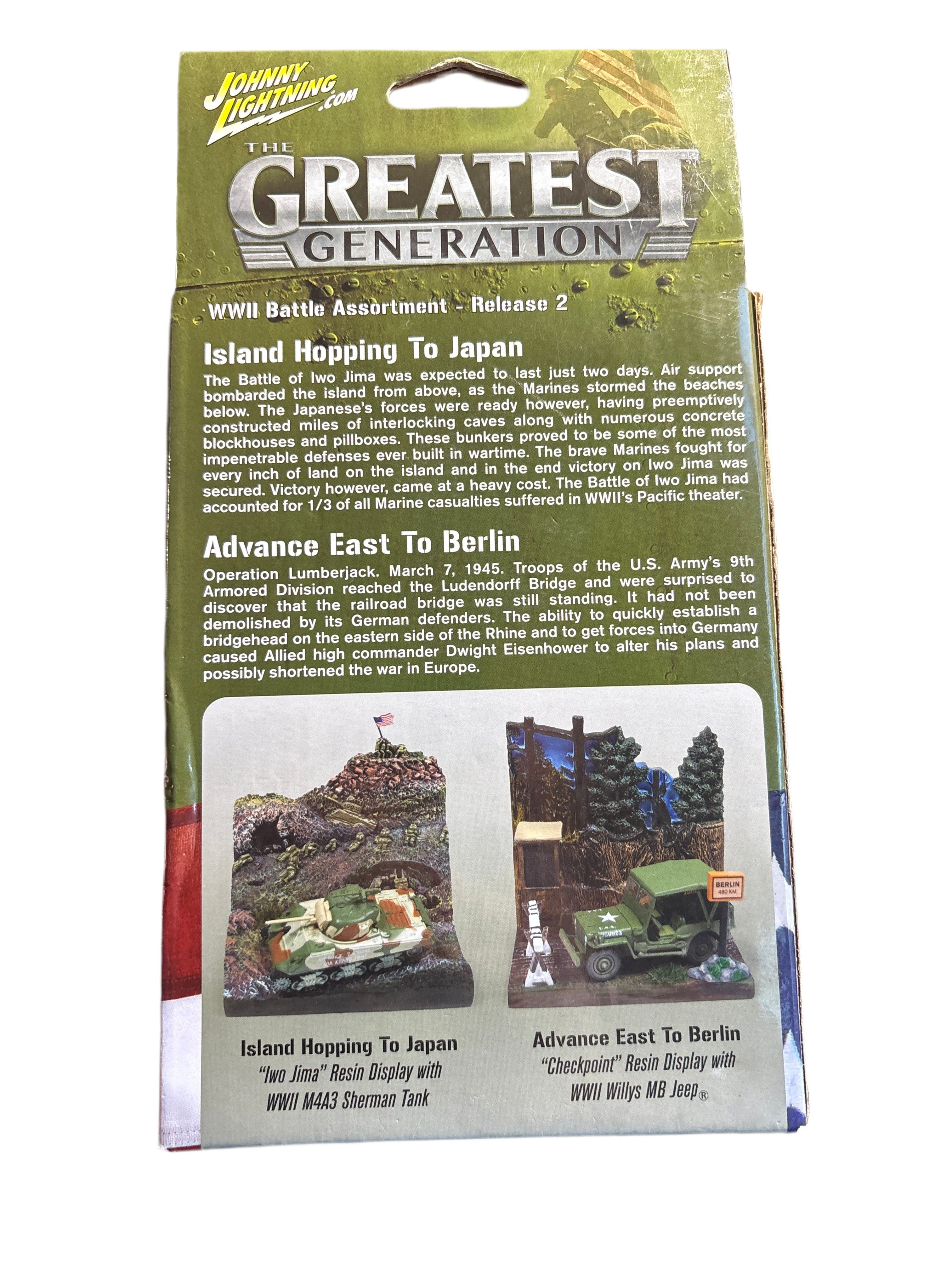 Johnny Lightning Island Hopping To Japan/Iwo Jima WW2 M4A3 Sherman Tank Diecast