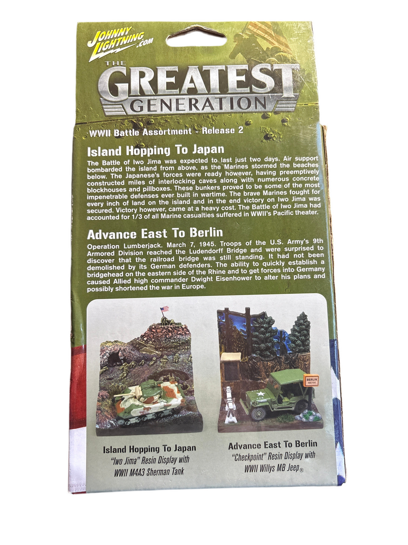 Johnny Lightning Island Hopping To Japan/Iwo Jima WW2 M4A3 Sherman Tank Diecast