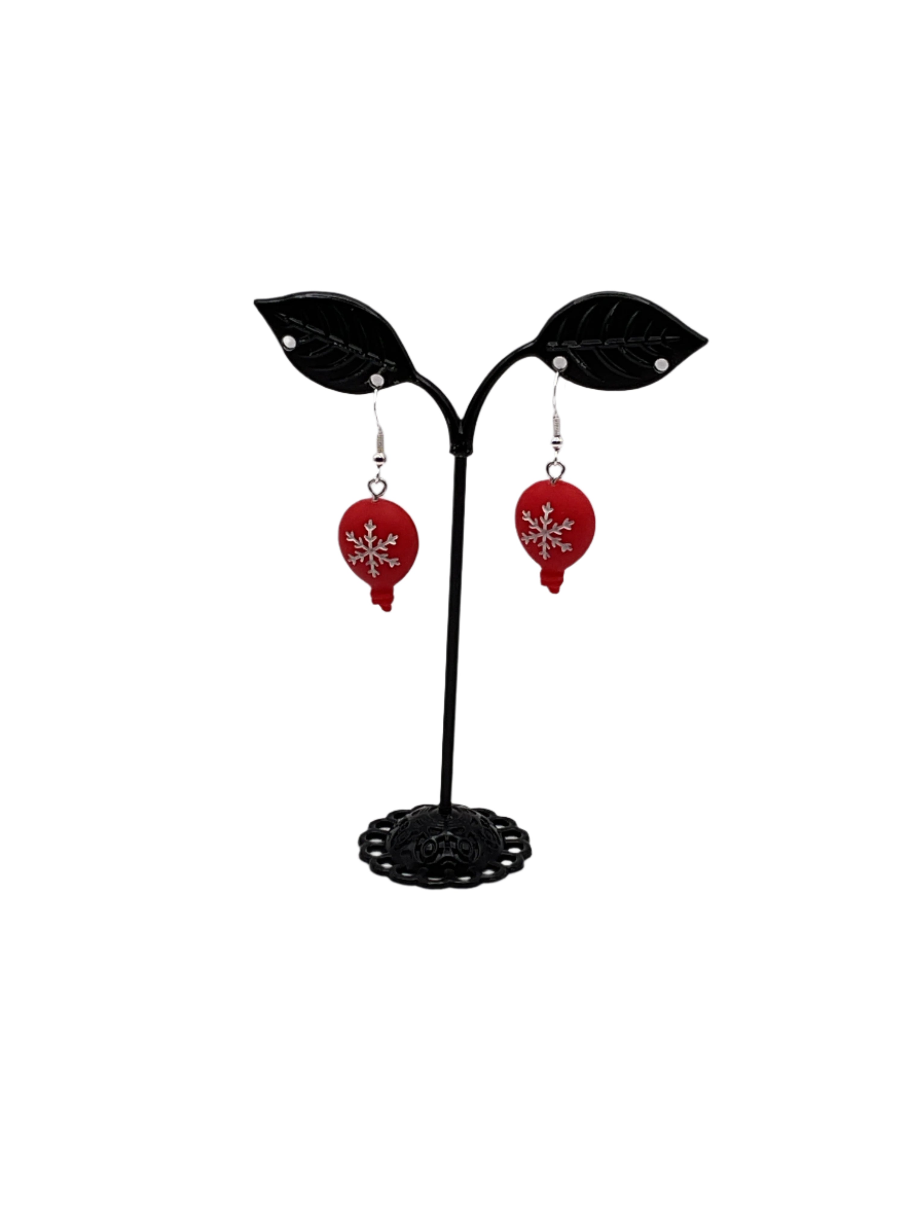 Snowflake Red Bulb Earrings