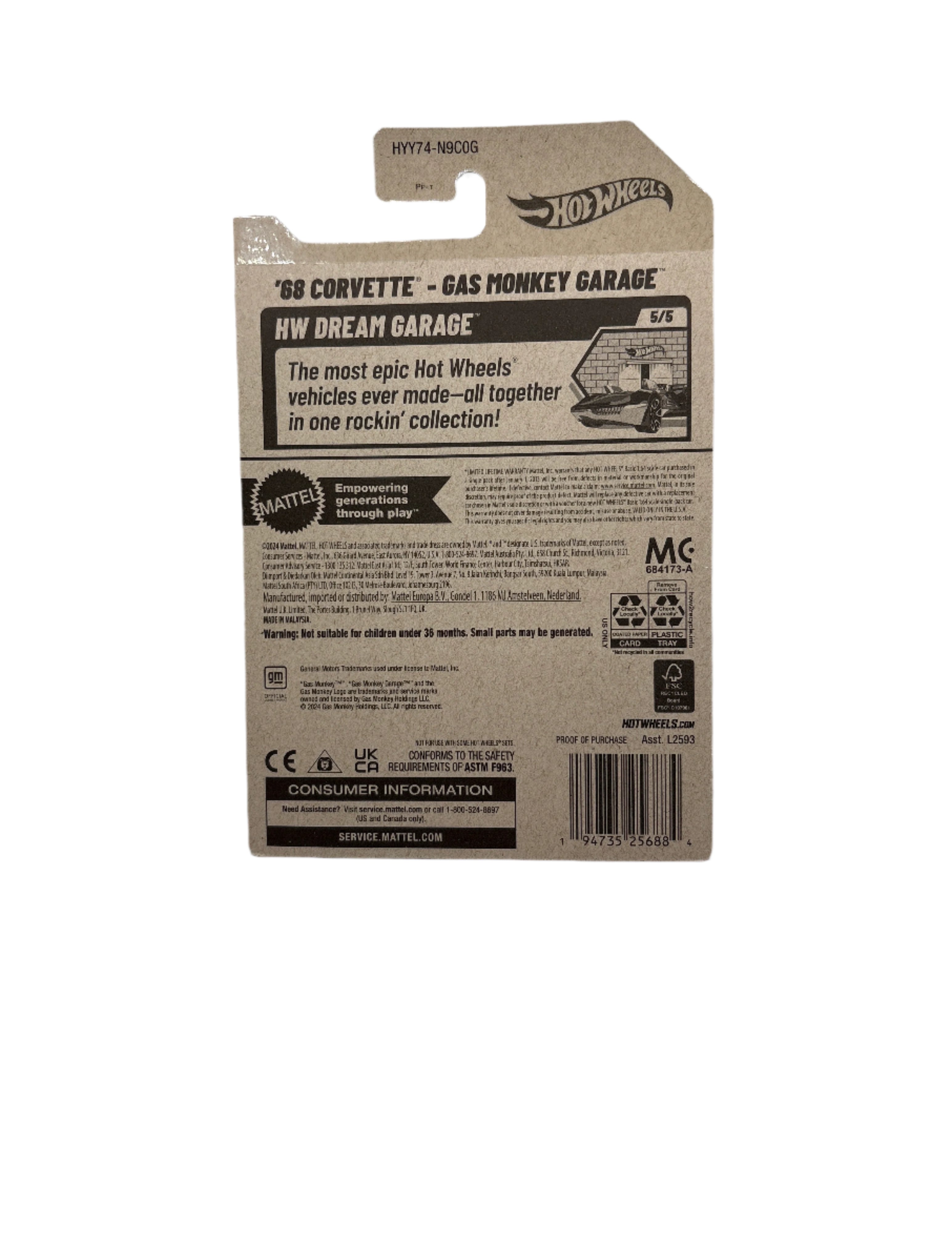 Hot Wheels 68 Corvette-Gas Monkey Garage Diecast
