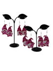 Breast cancer gnome earrings