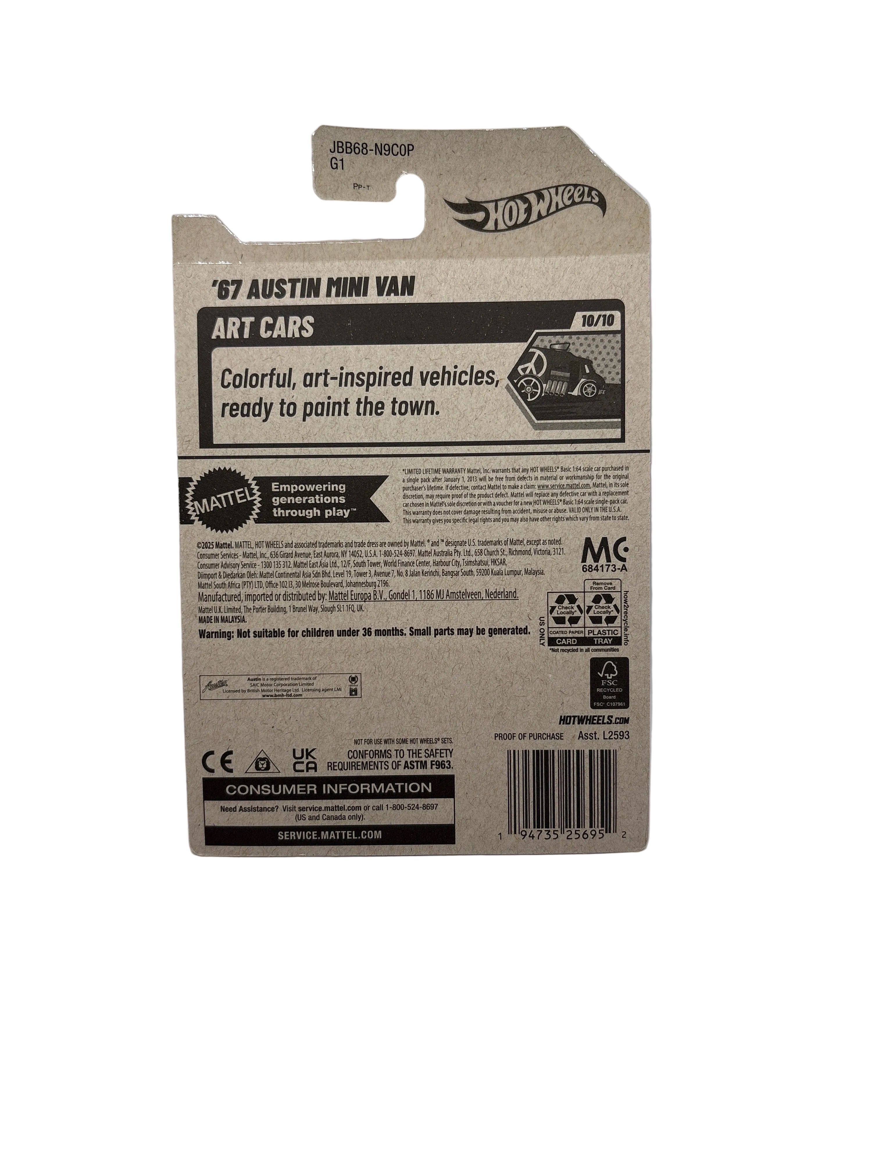 Hot Wheels 67 Austin Mini Van Diecast