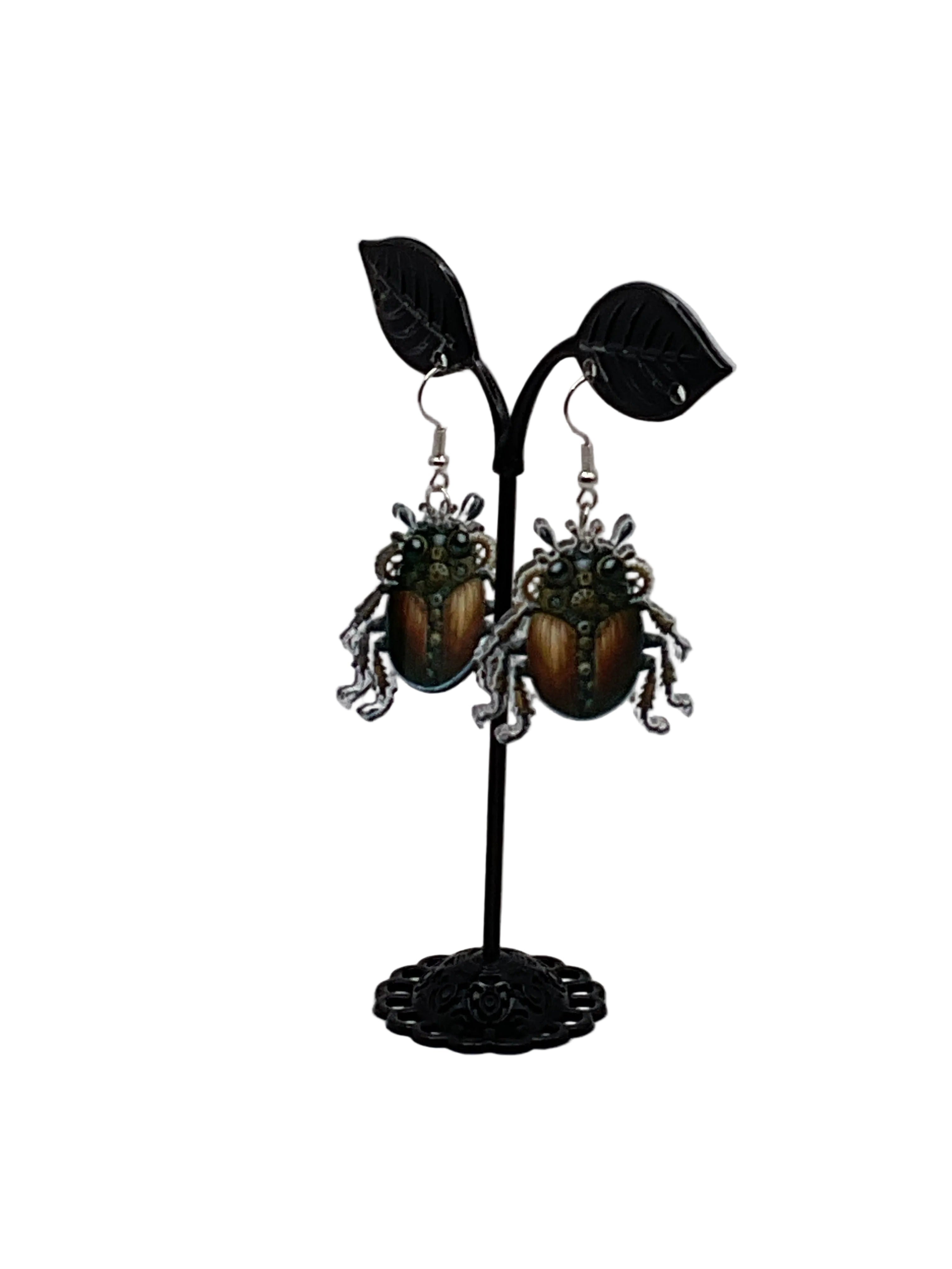 Steampunk Beetle Earrings