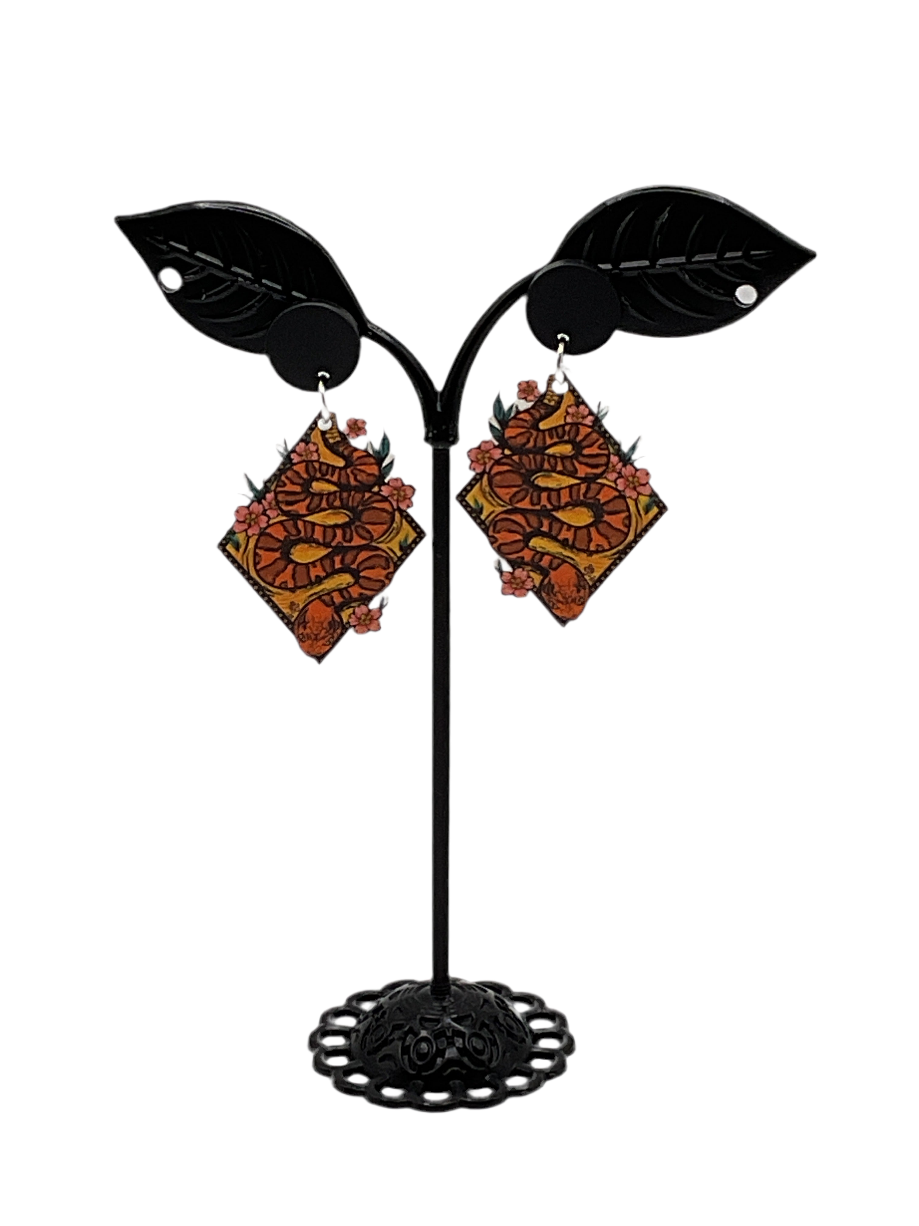 Orange and Black Snake earrings