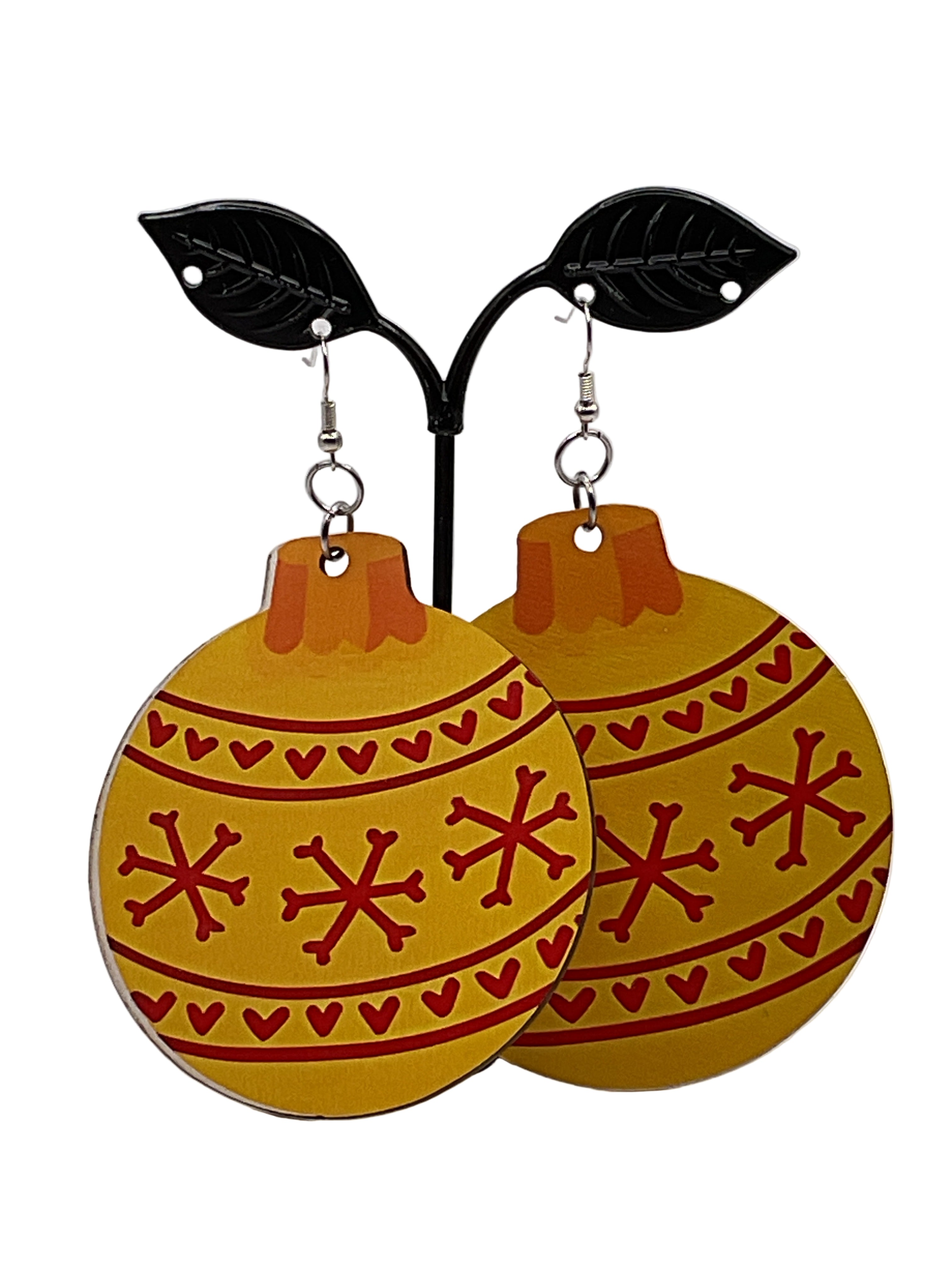 Large Wooden Christmas Earrings