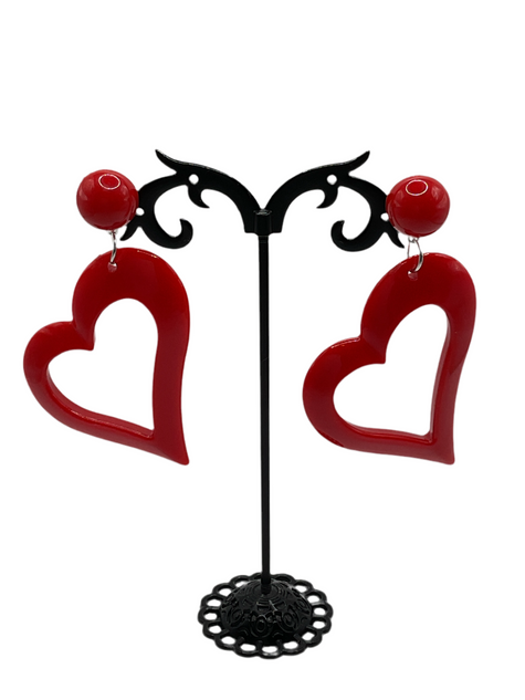 Red heart earrings