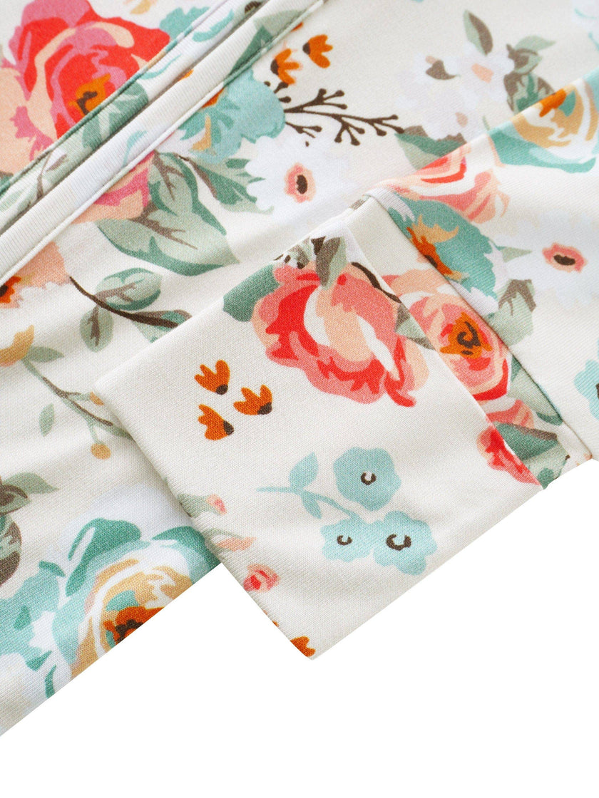 PoshTOT Retro Small Flowers Bamboo Baby Convertible Zippy Romper