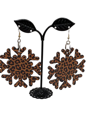 Cheetah print snowflake earrings
