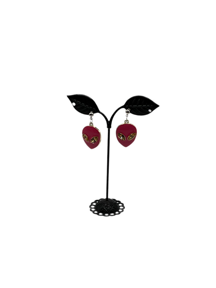 Pink Alien Earrings