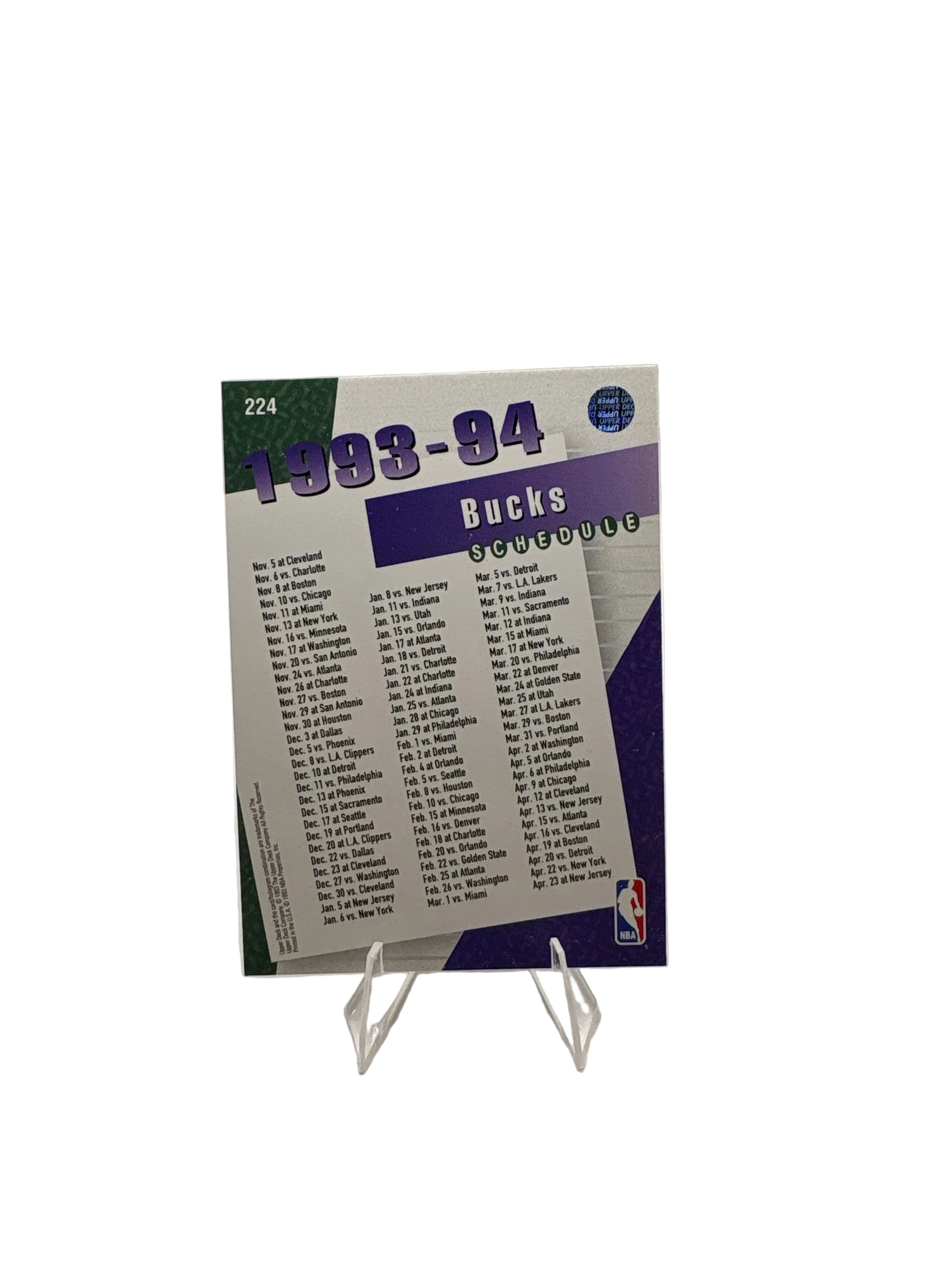 Upper Deck Milwaukee Bucks Team Card