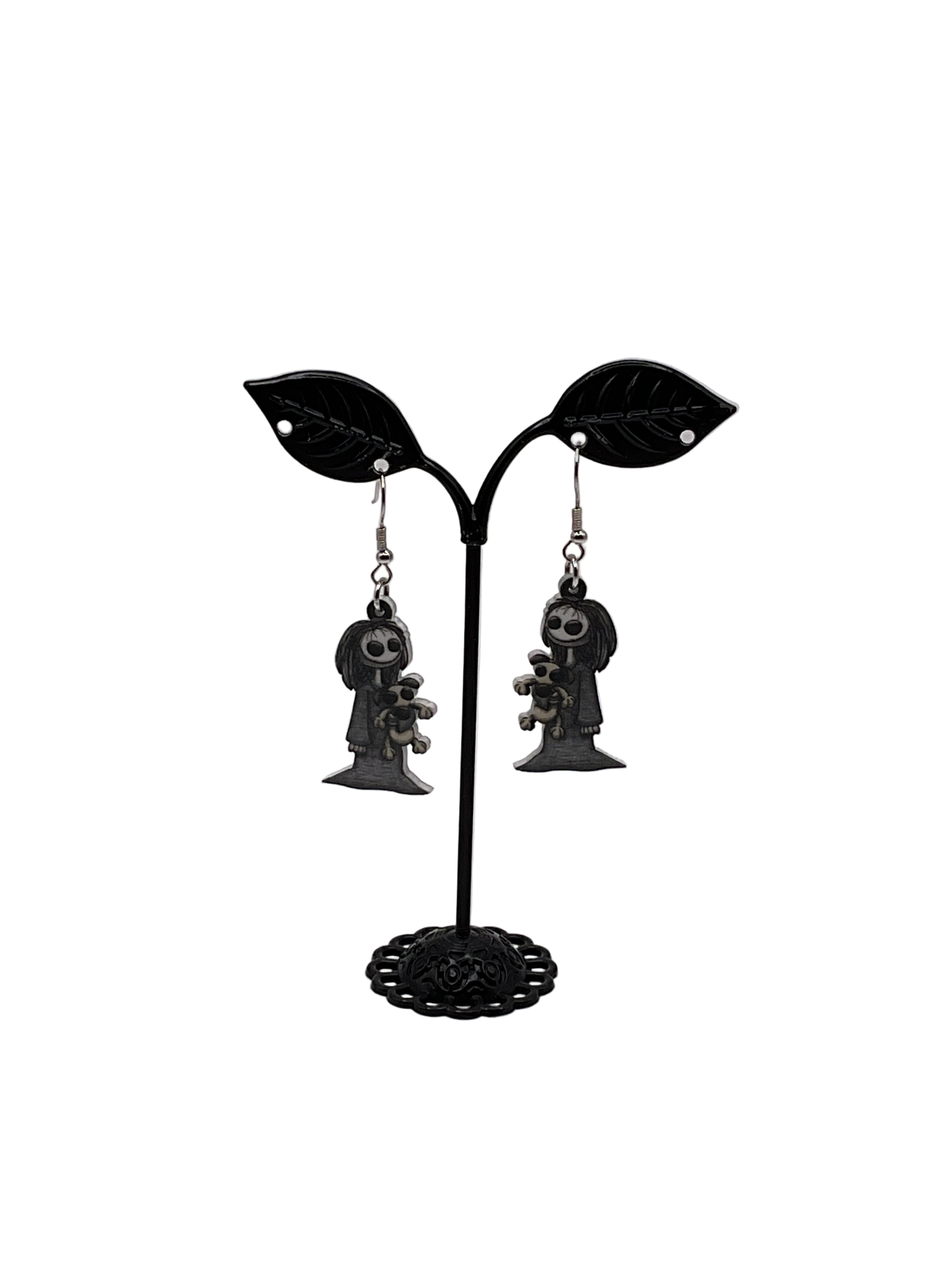 skeleton girl earrings