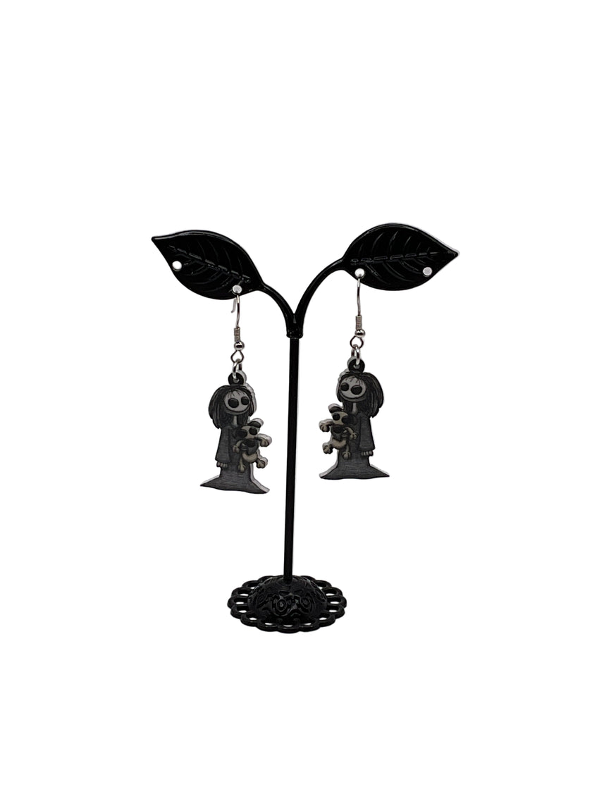 skeleton girl earrings