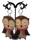 Large wooden owl earrings