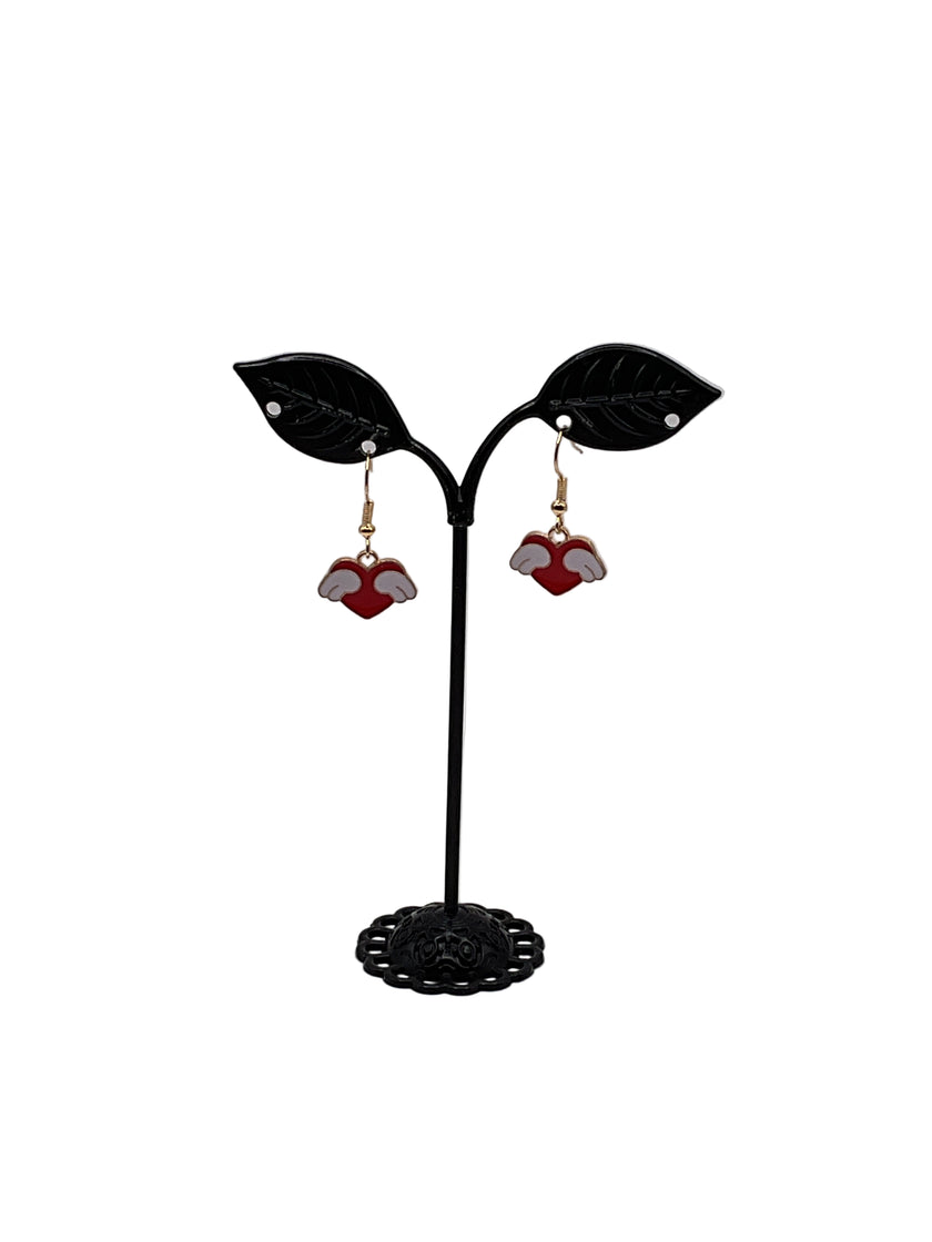 Heart with wings earrings
