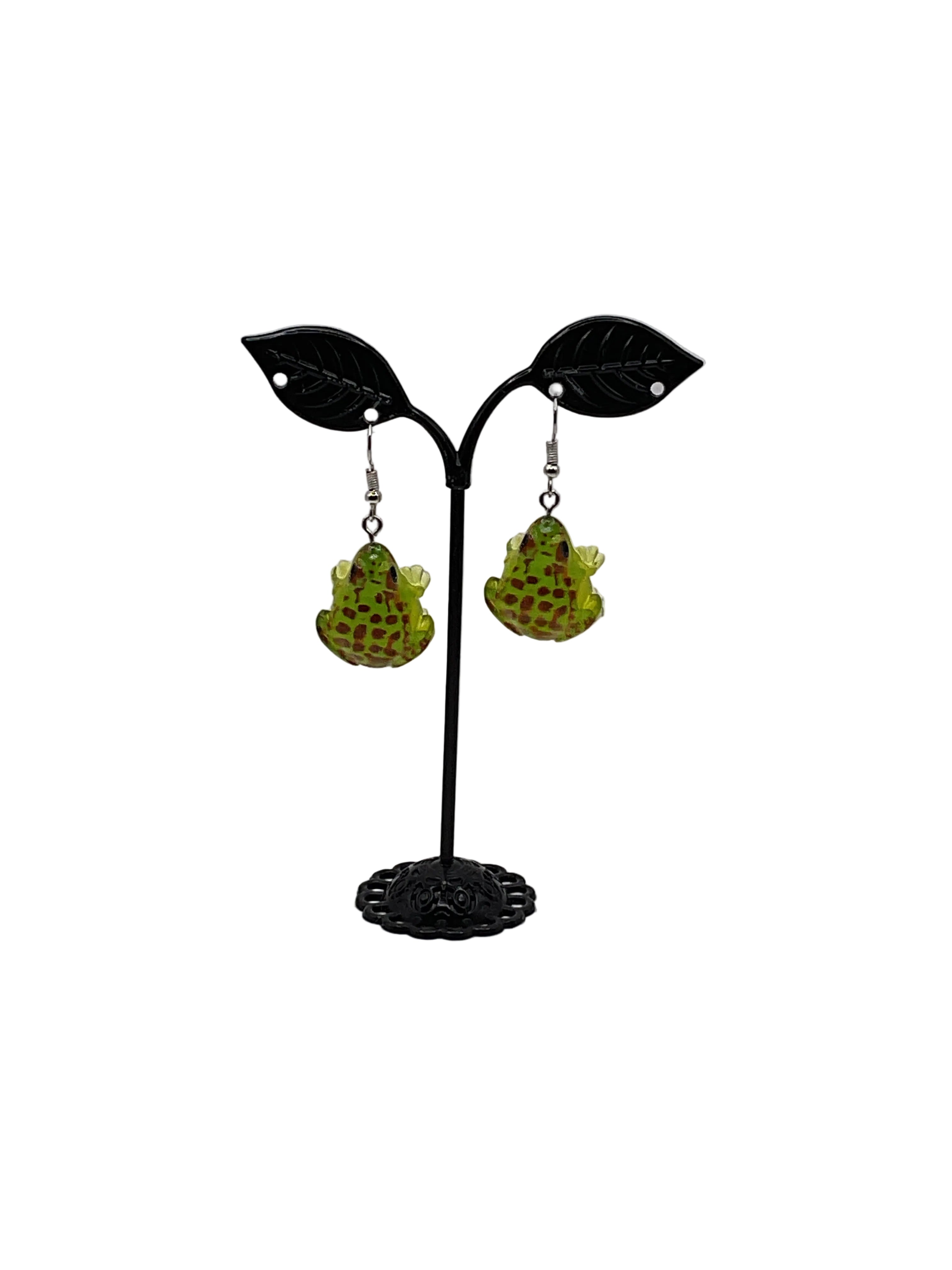 Green Frog Earrings