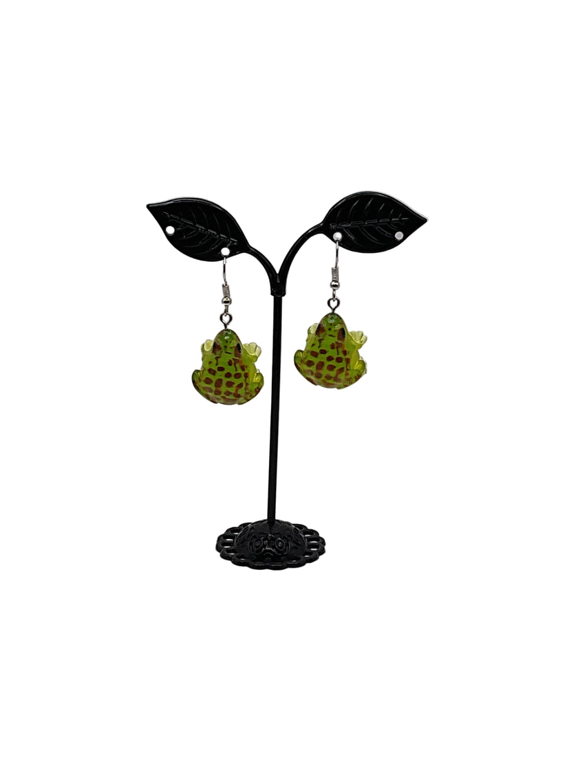 Green Frog Earrings
