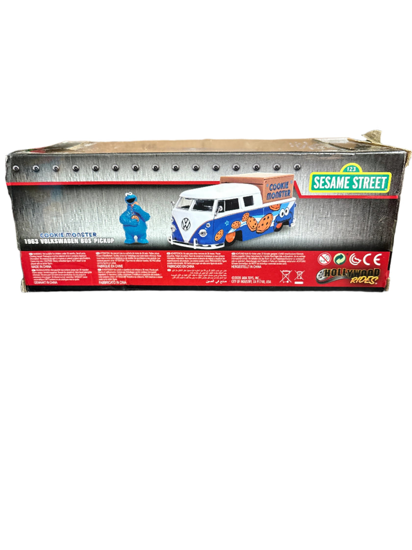 Jada Cookie Monster & 1963 Volkswagen Bus Pickup Diecast