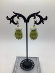 Green hand earrings