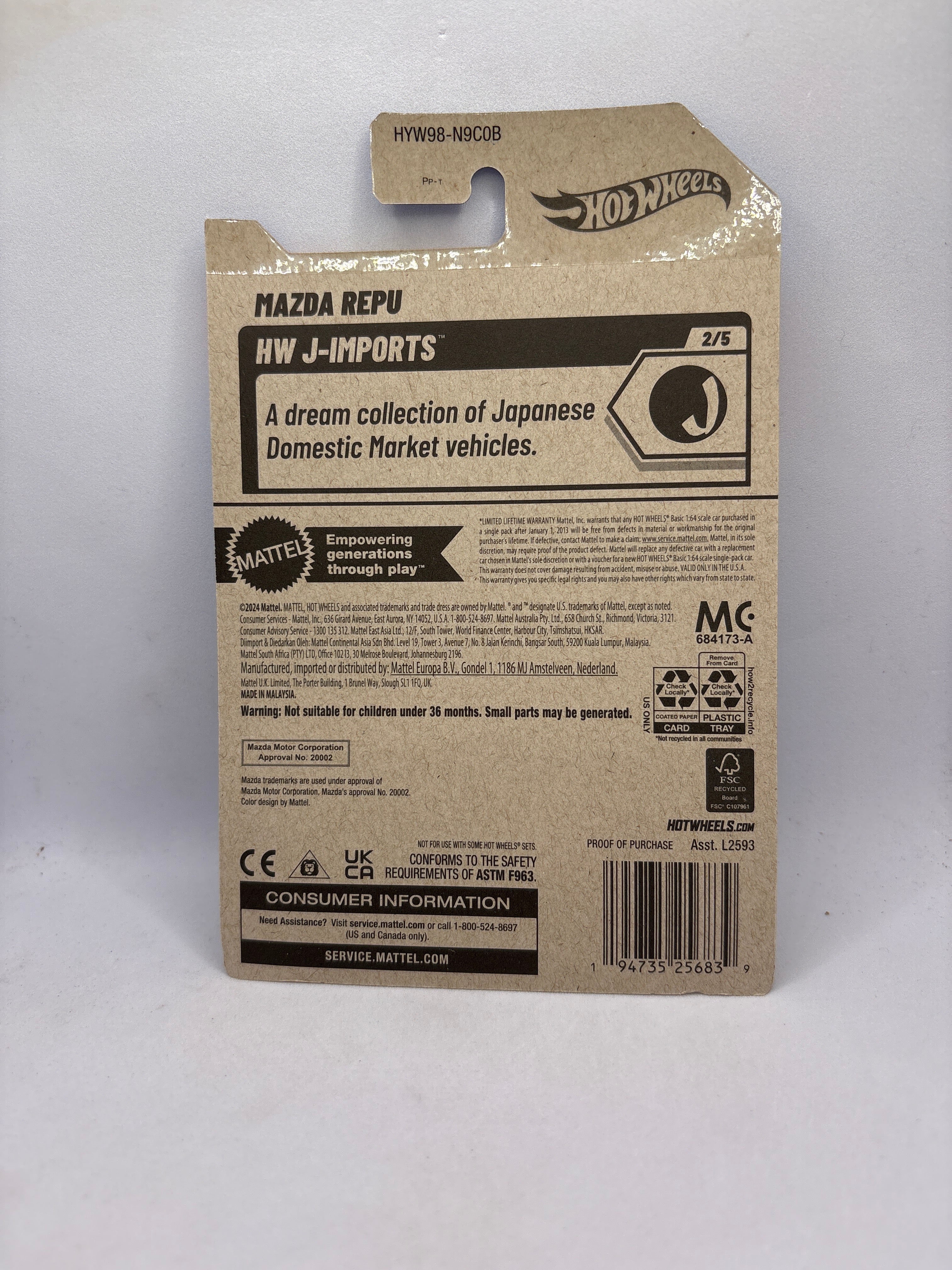 Hot Wheels Mazda Repu Diecast