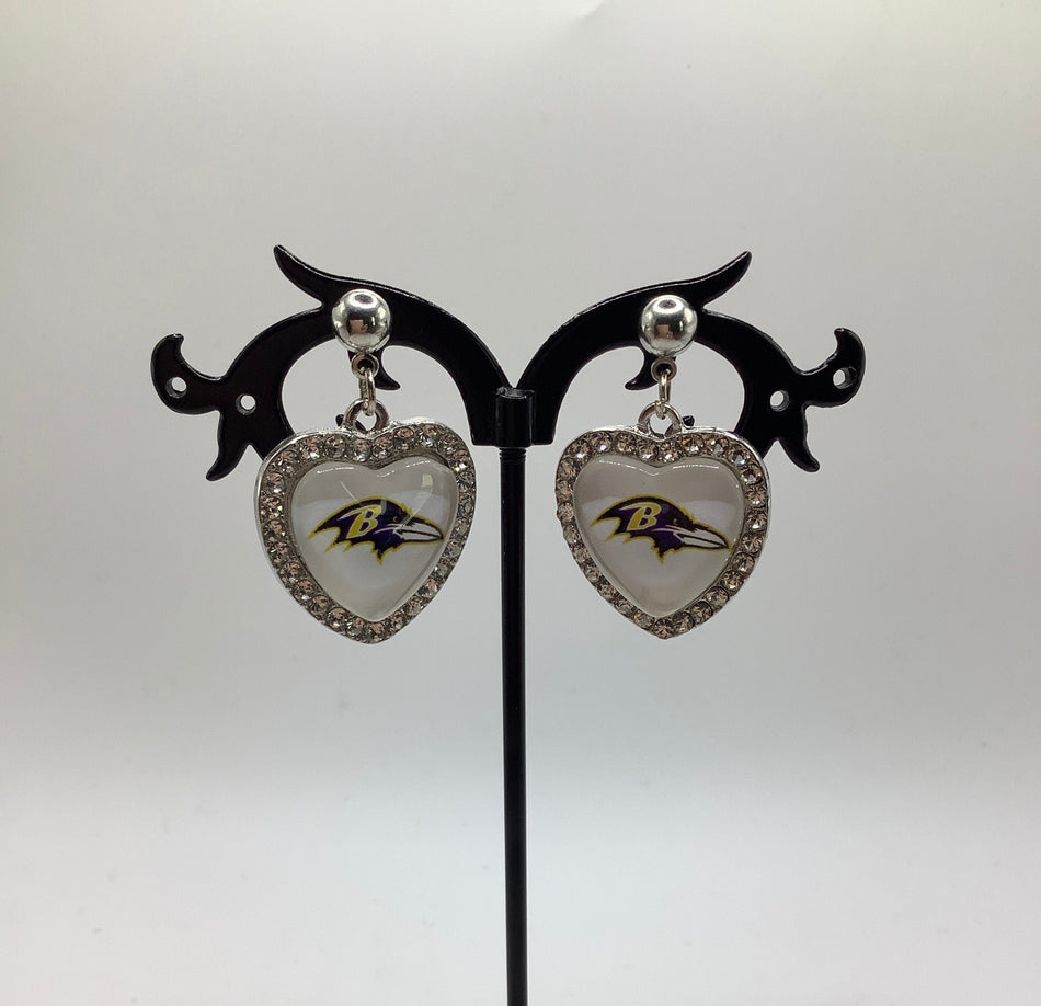 Baltimore Ravens heart earrings