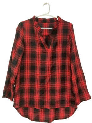Red Flannel Pull Over Top