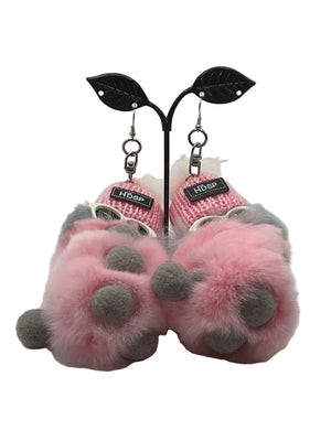 Rex Rabbit Fur Caterpillar Earrings