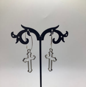 Silver cross earrings