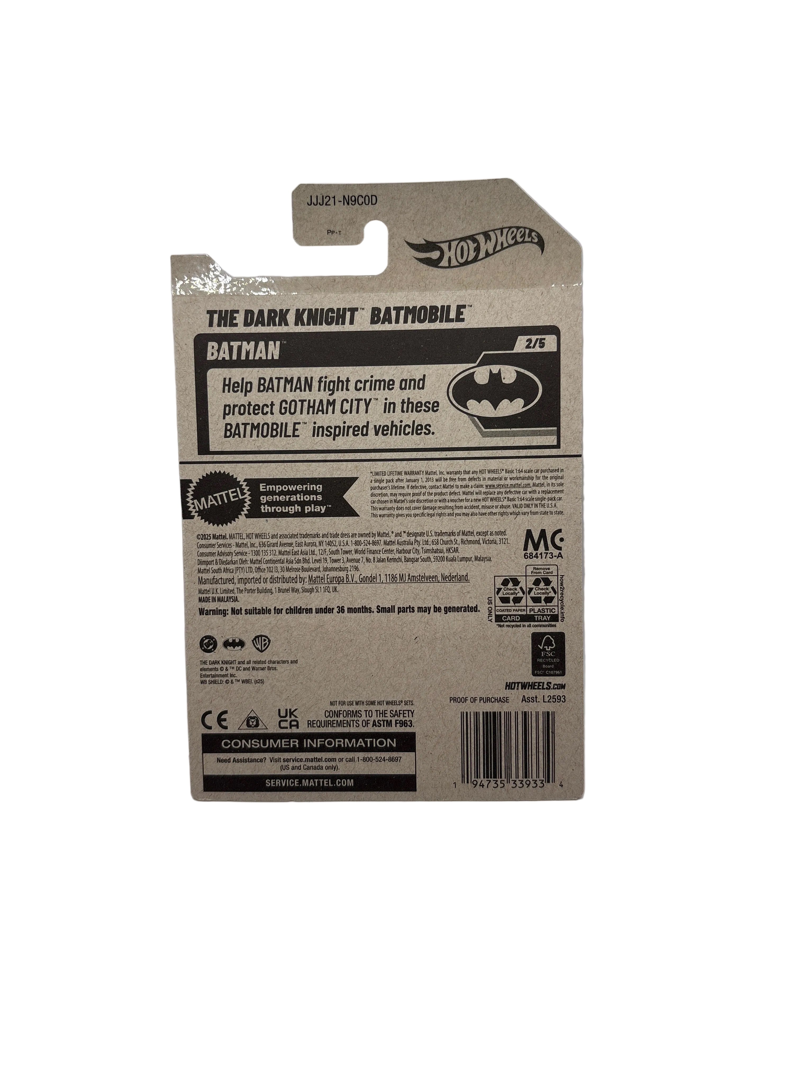 Hot Wheels The Dark Knight Batmobile Diecast-tan