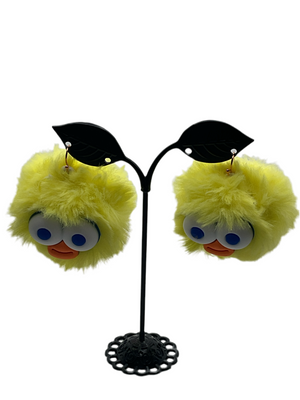 Yellow Fuzzy Critter earrings