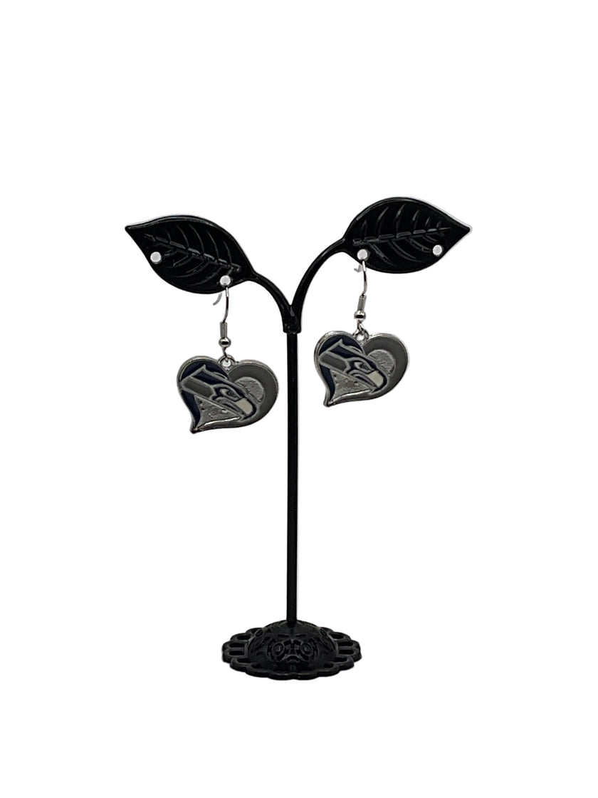 Enamel Heart Football Earrings
