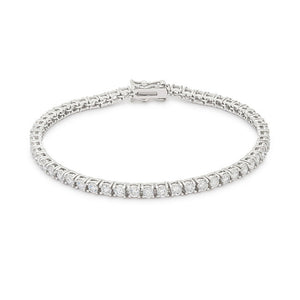 Silvertone Finish Victorian Cubic Zirconia Tennis 8 Inch Bracelet