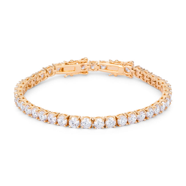 17.6 Ct Gold Plated Tennis Bracelet with Shimmering Round CZ