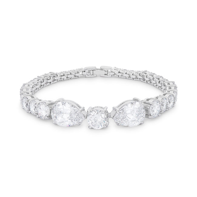 Elegant Pear and Round Cubic Zirconia Tennis Bracelet