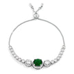 Adjustable Graduated Emerald Green & Clear CZ Bolo Style Tennis Bracelet