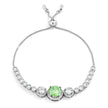 Adjustable Light Green & Clear CZ Bolo Style Tennis Bracelet