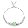 Adjustable Light Green & Clear CZ Bolo Style Tennis Bracelet