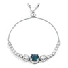 Adjustable Rhodium Plated Graduated CZ Bolo Style Tennis Bracelet