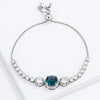 Adjustable Rhodium Plated Graduated CZ Bolo Style Tennis Bracelet