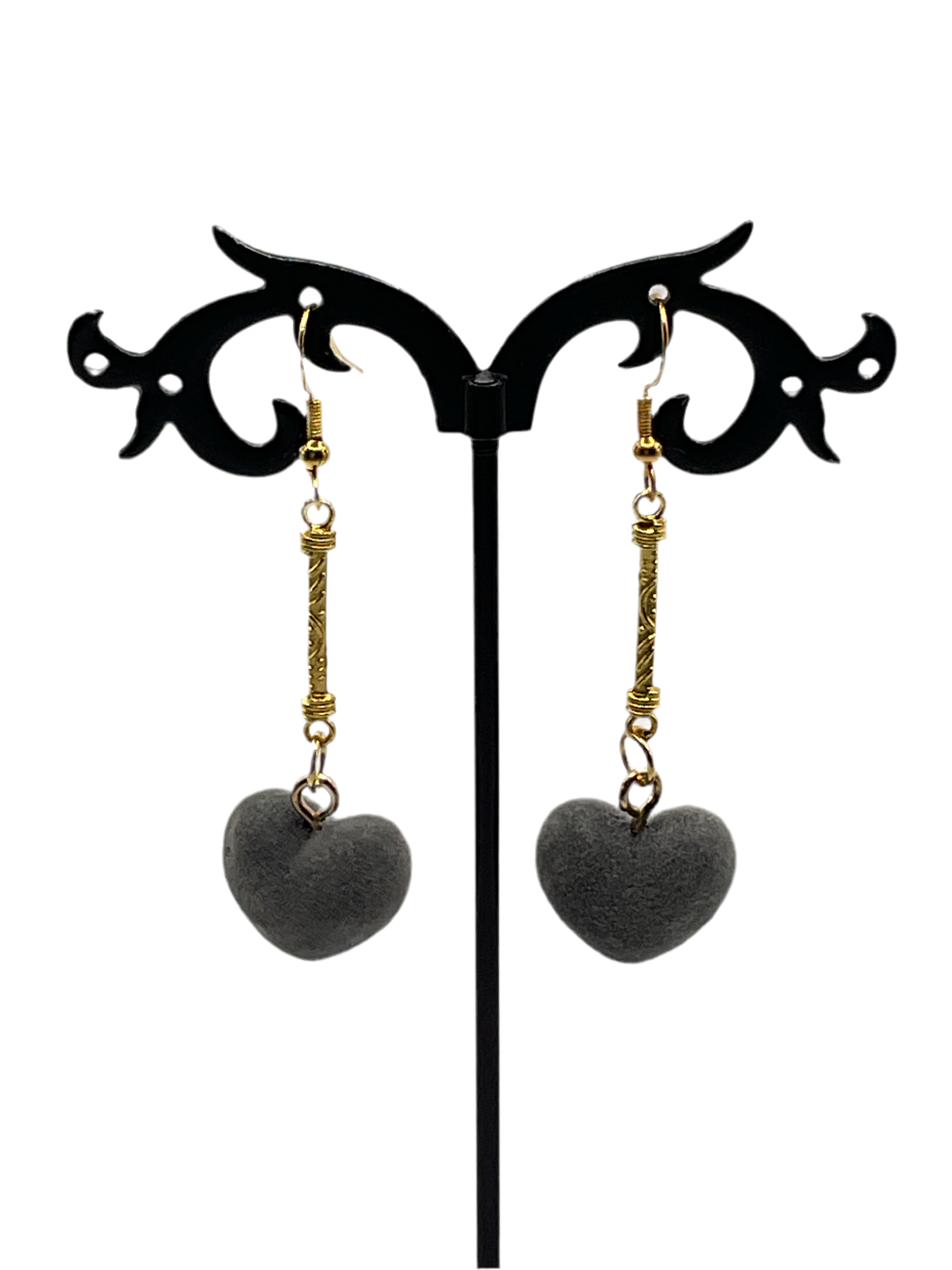 Grey heart earrings