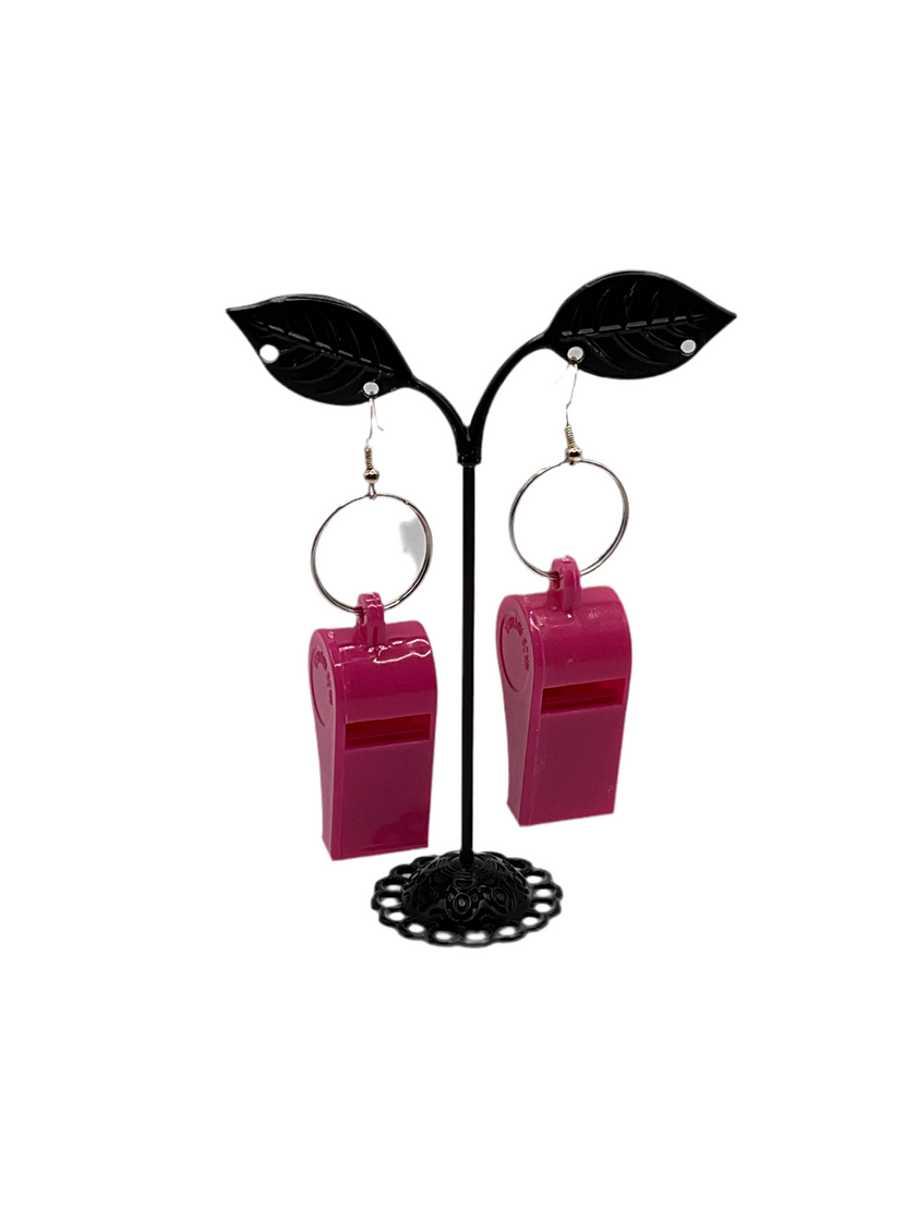 Pink whistle earrings