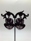 Top hat skull earrings